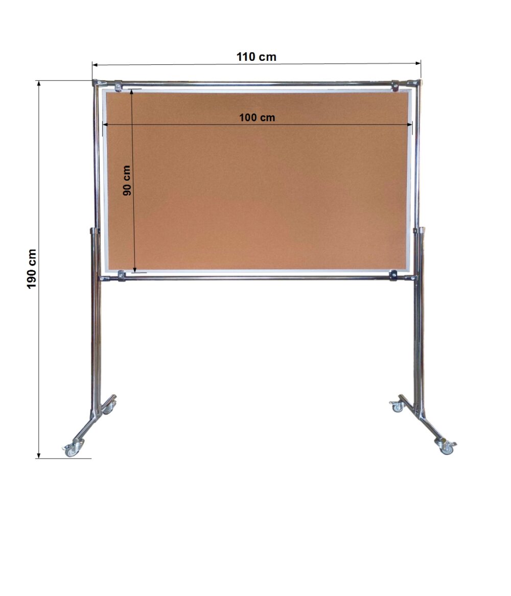 Tablica korkowa dwustronna w stelażu 100x90x190cm - obrazek 4