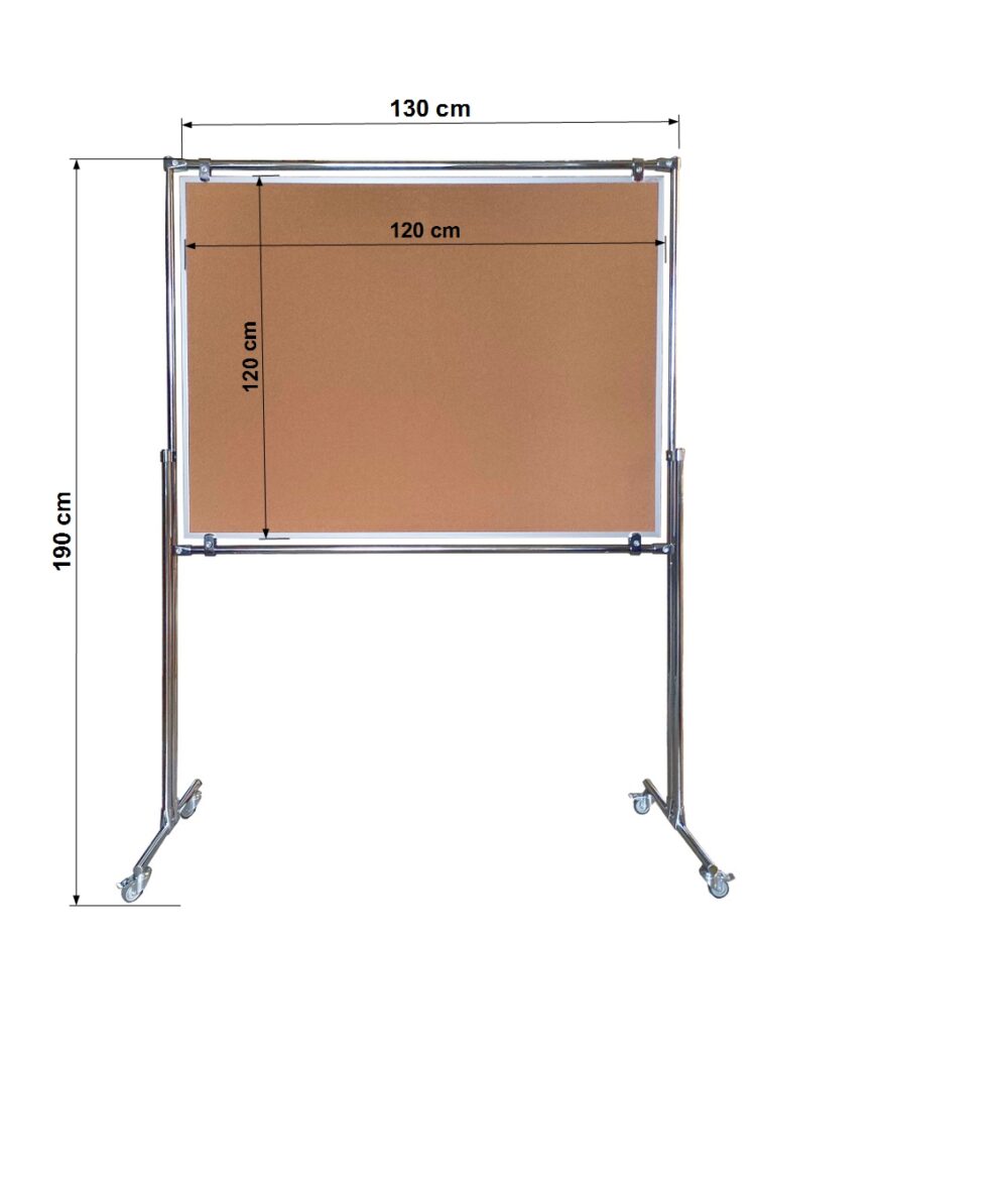 Tablica korkowa dwustronna w stelażu 120x120x190cm - obrazek 3