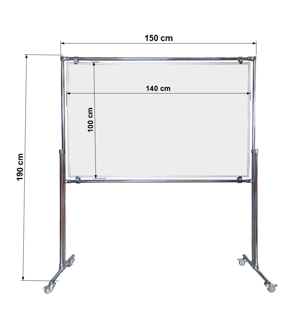 1410 Tablica magnetyczno-suchościeralna dwustronna w stelażu 140x100x190cm - obrazek 4