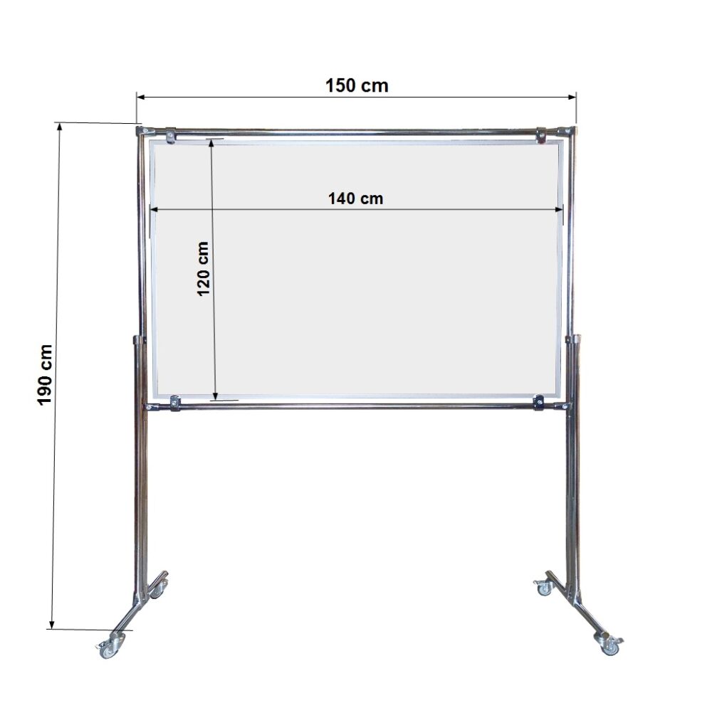 Tablica magnetyczno-suchościeralna dwustronna w stelażu 140x120x190cm - obrazek 3