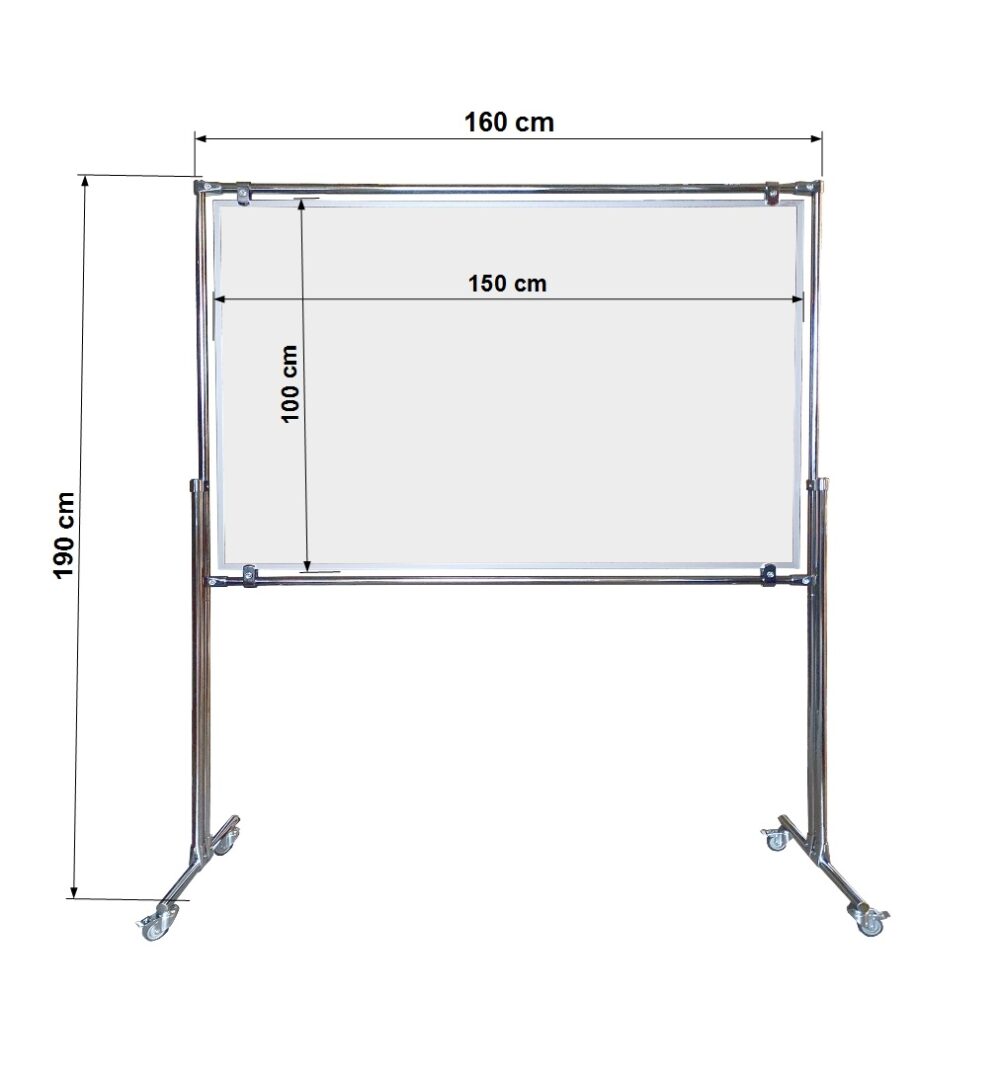 Tablica magnetyczno-suchościeralna dwustronna w stelażu 150x100x190cm - obrazek 4