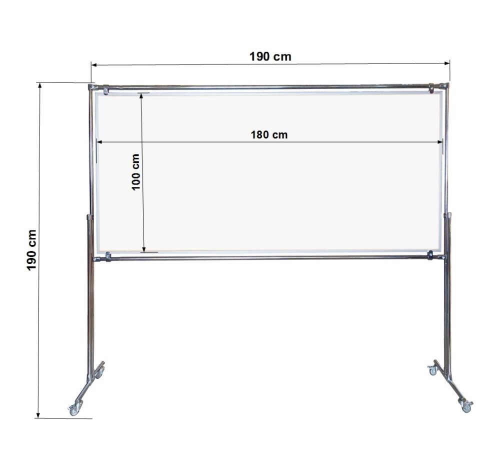 1810 Tablica magnetyczno-suchościeralna dwustronna w stelażu 180x100x190cm - obrazek 4