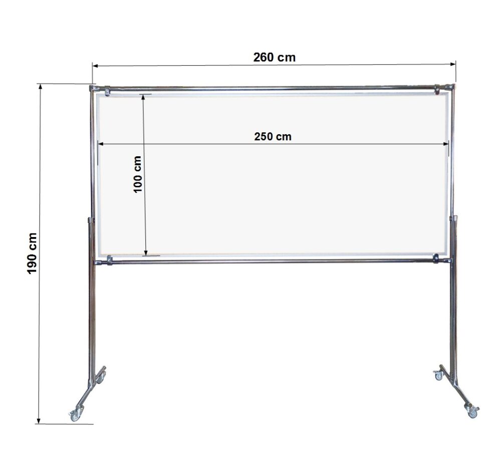 Tablica magnetyczno-suchościeralna dwustronna w stelażu 250x100x190cm - obrazek 4