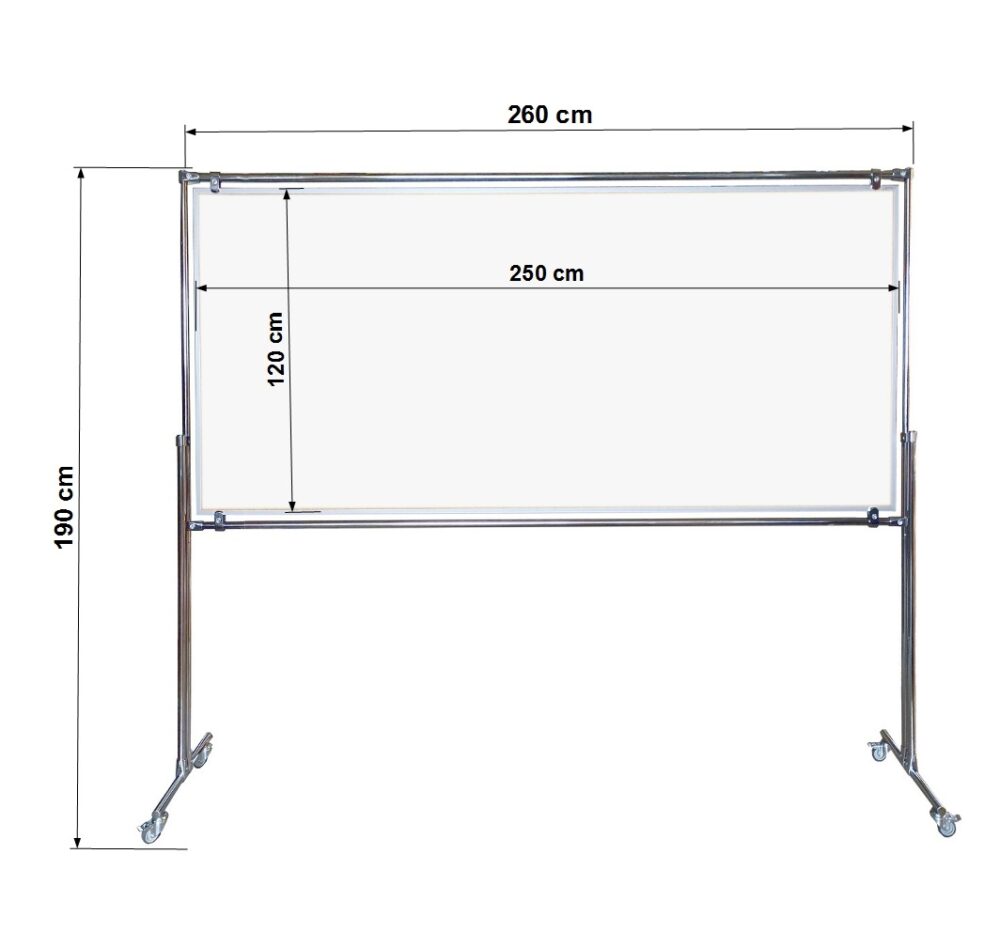 Tablica magnetyczno-suchościeralna dwustronna w stelażu 250x120x190cm - obrazek 4