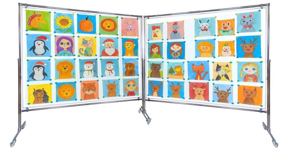 wizu Tablica magnetyczno-suchościeralna dwustronna w stelażu 140x100x190cm - obrazek 9