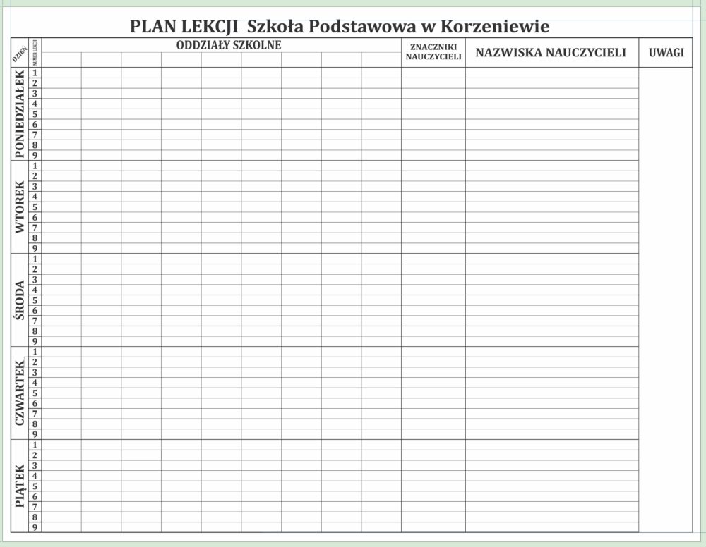 Tablica magnetyczna z grafiką w ramie aluminiowej 200x100cm Plan Lekcji + znaczniki dla nauczycieli - obrazek 8