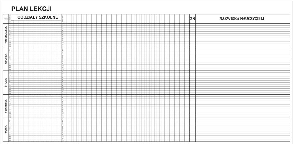 Tablica magnetyczna z grafiką w ramie aluminiowej 200x100cm Plan Lekcji + znaczniki dla nauczycieli - obrazek 9