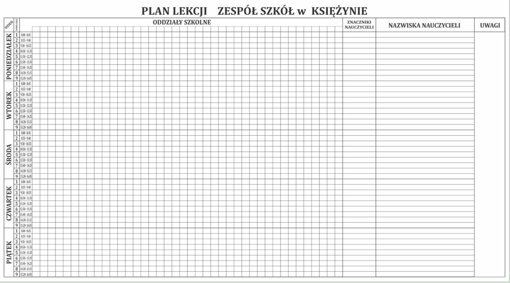 Tablica magnetyczna z grafiką w ramie aluminiowej 200x100cm Plan Lekcji + znaczniki dla nauczycieli - obrazek 10