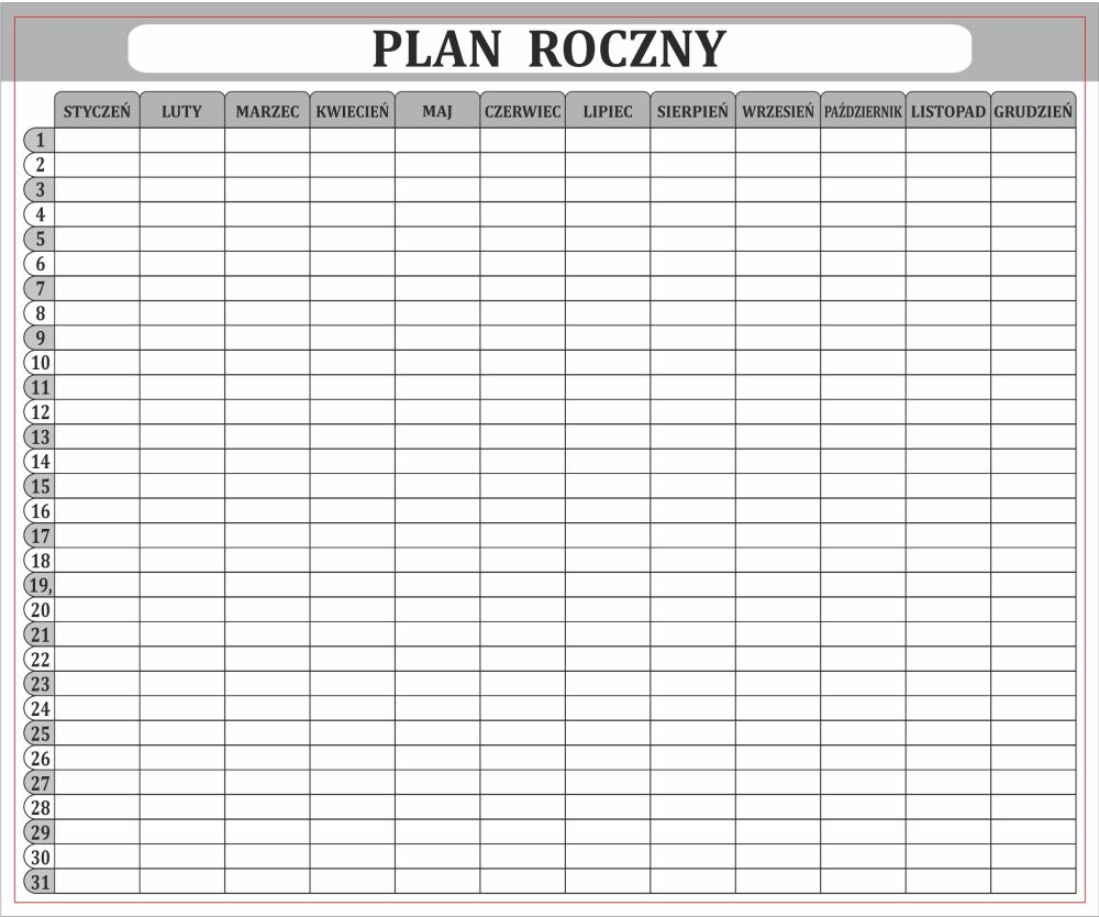 Tablica suchościeralna-magnetyczna planer roczny 100x70 cm rama ALU - obrazek 2