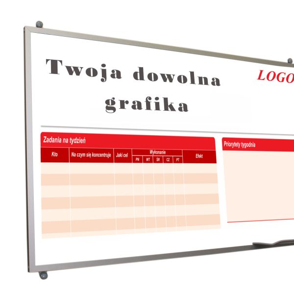 Tablica suchościeralna-magnetyczna z dowolną grafiką 200x120 cm ramaALU