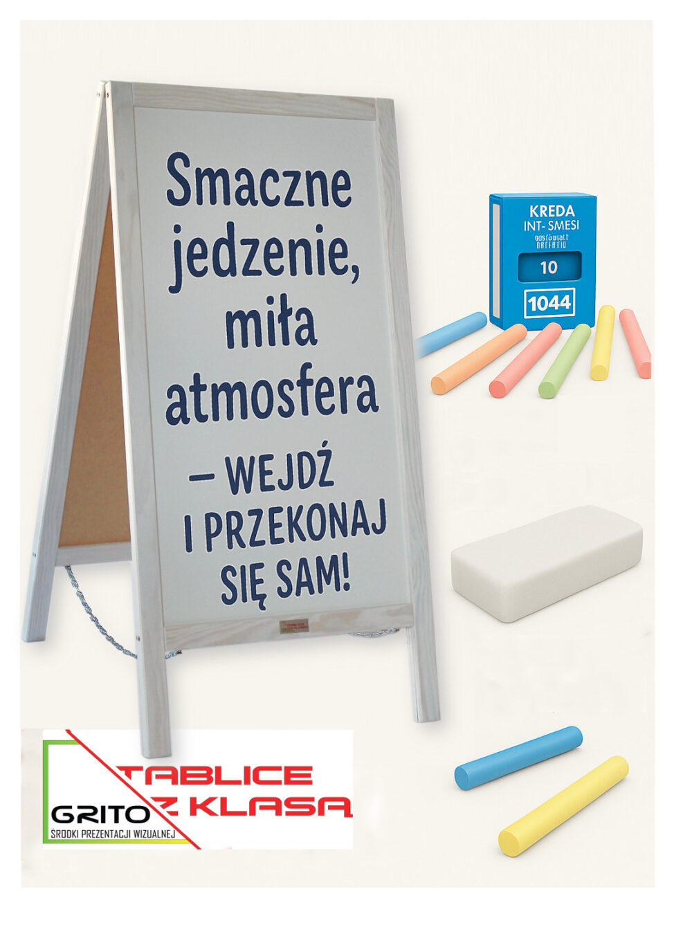Potykacz reklamowy kredowy biały 100x50cm - obrazek 1
