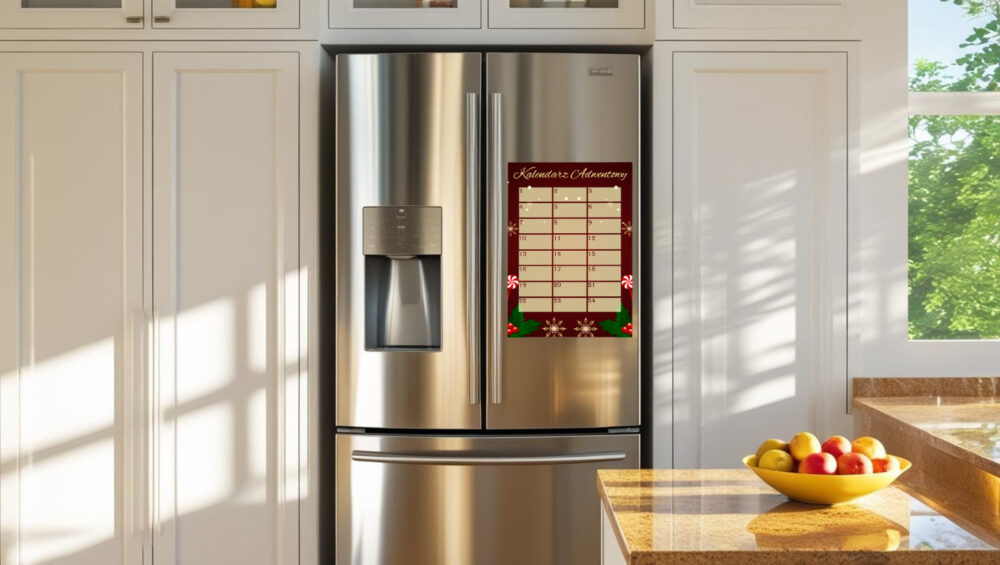 Mata suchościeralna-magnetyczna z grafiką KALENDARZ ADWENTOWY  40x30 cm - obrazek 2