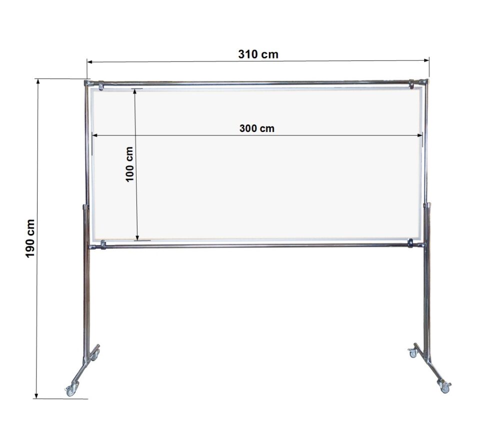 Tablica magnetyczno-suchościeralna dwustronna w stelażu 300x100x190cm - obrazek 3