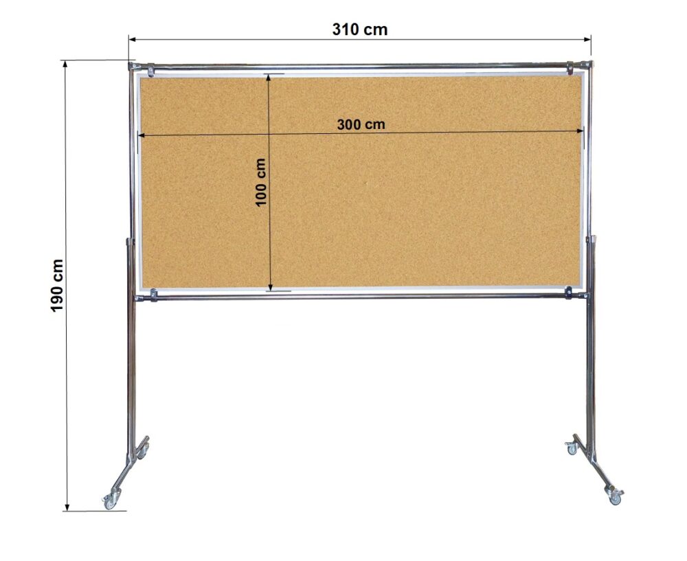 Tablica korkowa dwustronna w stelażu 300x100x190cm - obrazek 3
