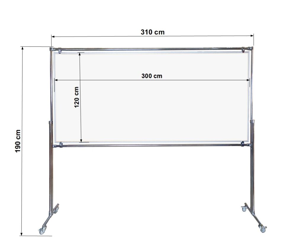 Tablica magnetyczno-suchościeralna dwustronna w stelażu 300x120x190cm - obrazek 3