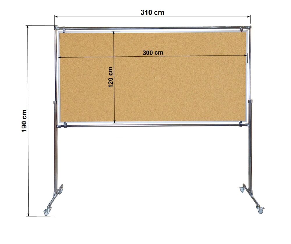 Tablica korkowa dwustronna w stelażu 300x120x190cm - obrazek 3